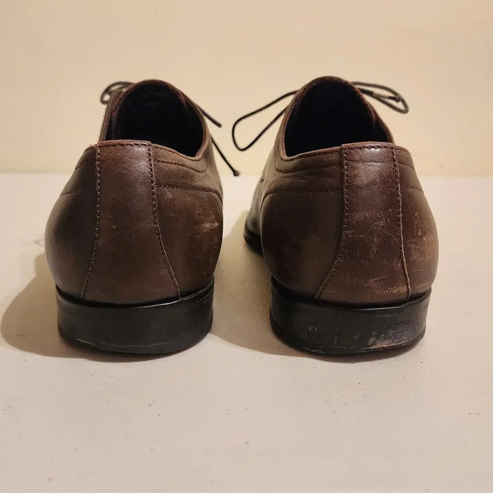 Boss By Hugo Boss Men's Sz 9.5 Remy Oxford Leather Dress Shoes Chocolate Brown
